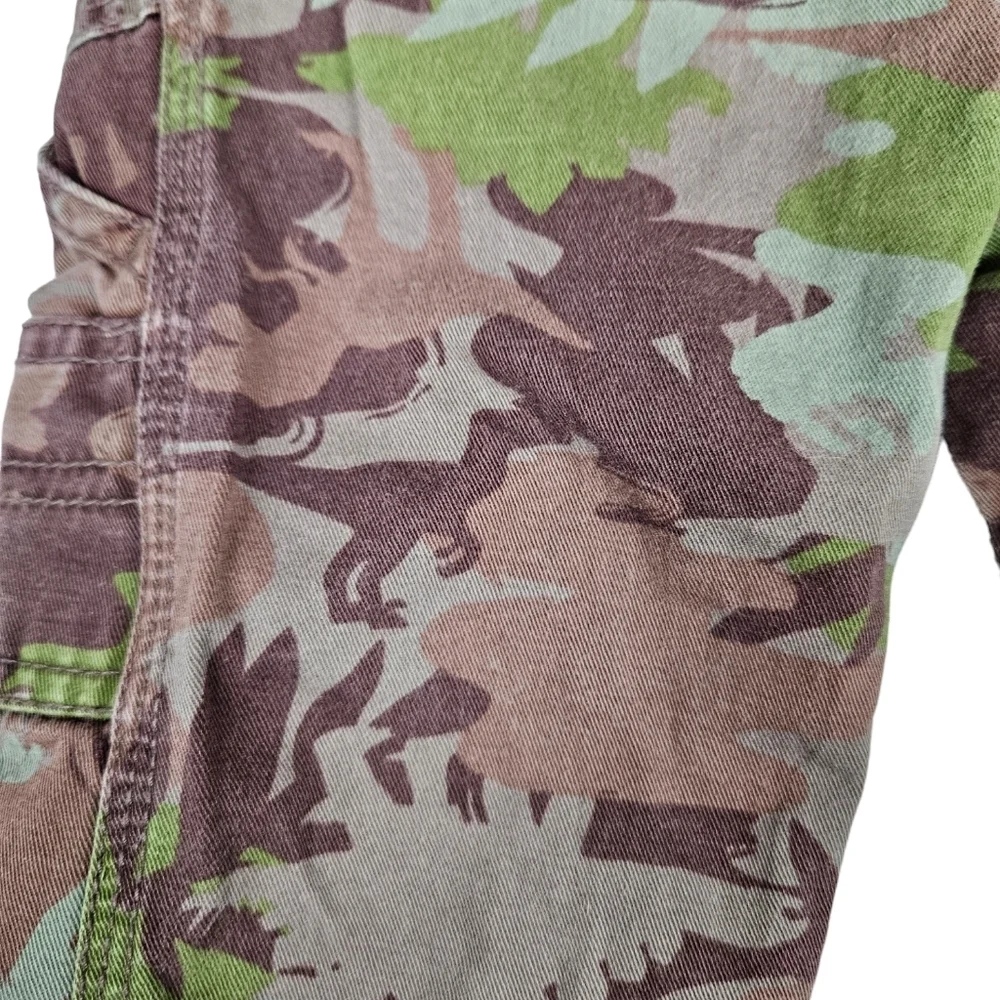 Oshkosh B'Gosh Dinosaur Camo Carpenter Vestback Bib Overalls Size 18M Boys J12
